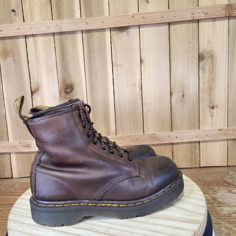 Vintage Dr. Martens Boots Mens 9 Brown Leather Ankle Work Combat England Made